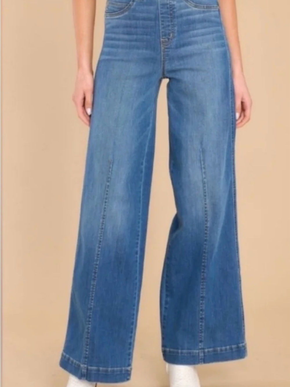 SPANX Blue High-Rise Wide Leg Jeans